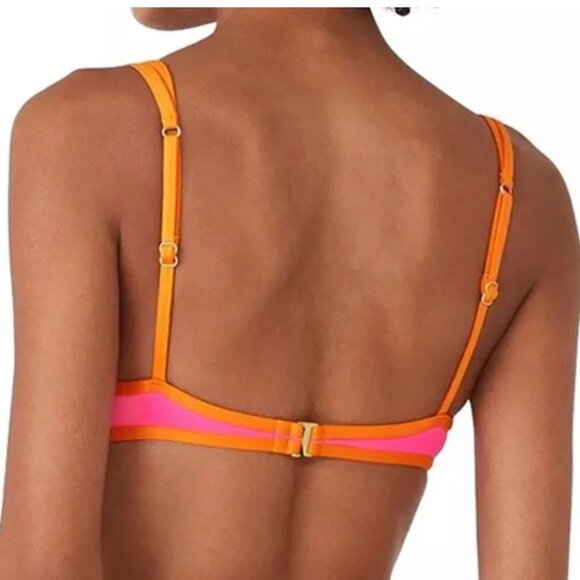 KATE SPADE NY Women's Underwire Contrast Trim Bikini Top Sz: L Radiant Pink - Picture 3 of 10